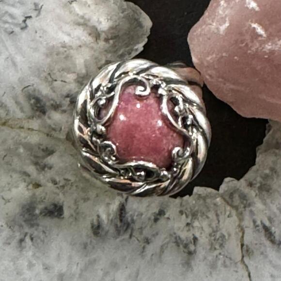 Carolyn Pollack Sterling Oval Rhodochrosite Decorated Ring Size 5 For Women